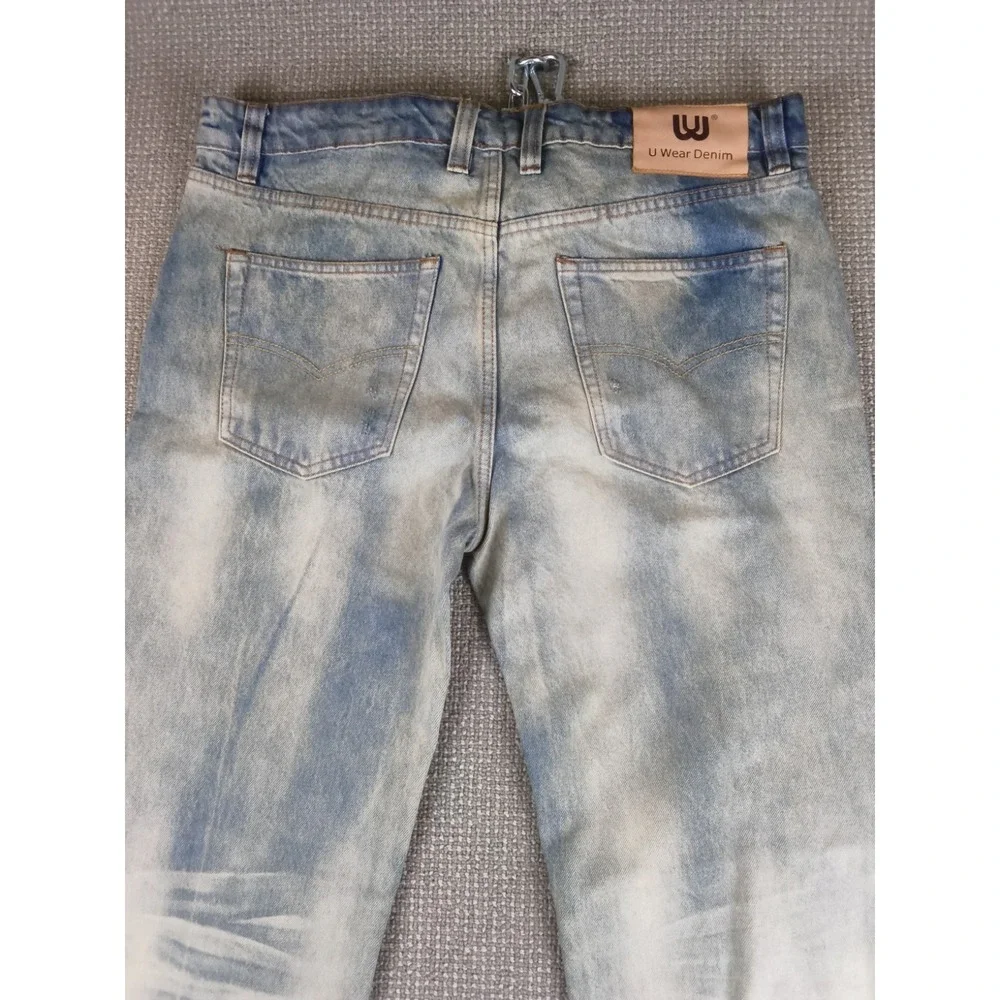 WU WEAR DENIM Mens JEANS NWT Light Wash Distressed 36x32